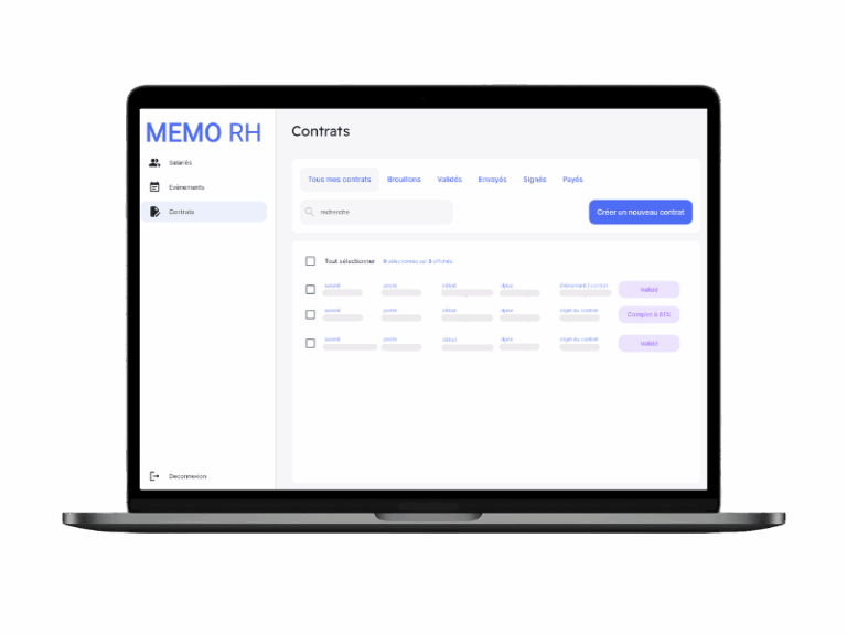 App Memo RH : Création des contrats